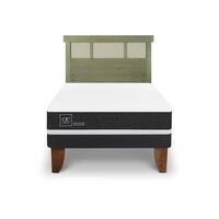 Cama Europea CIC 1,5 Plazas Ortopedic + Respaldo Dublin Olivo