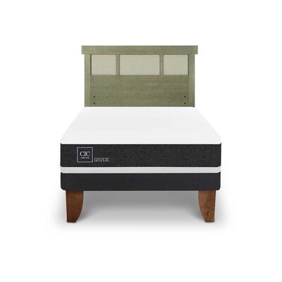 Imagen 1 del producto Cama Europea CIC 1,5 Plazas Ortopedic + Respaldo Dublin Olivo