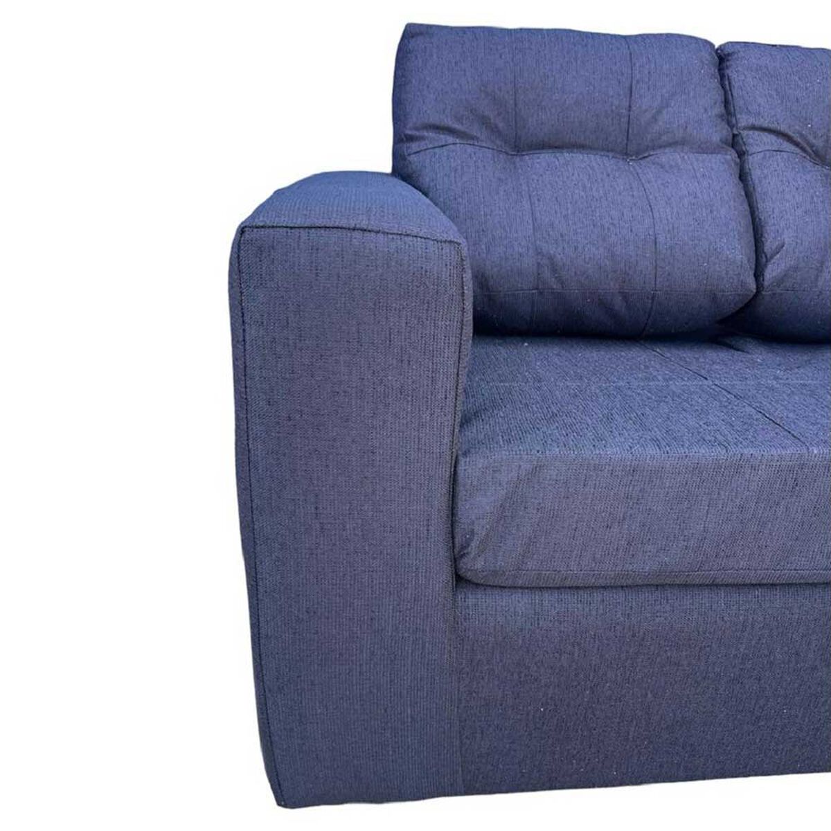 Juego de Living Kea Nize Sofá 3 Cuerpos + Dos Pouf Tela Negro