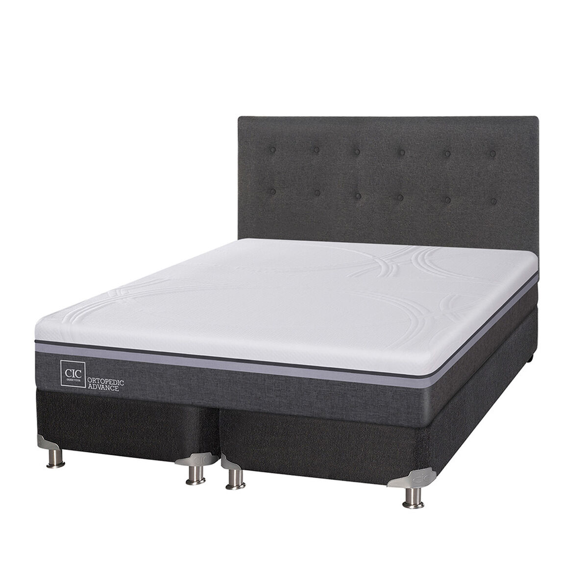 Box Spring CIC Base Dividida 2 Plazas Ortopedic Advance + Respaldo Eufrates