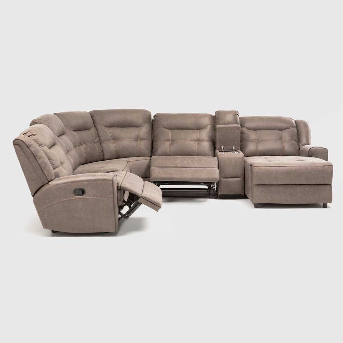 Seccional Derecho Reclinable Daniels Moderno 5 Cuerpos Caf&eacute; Grand