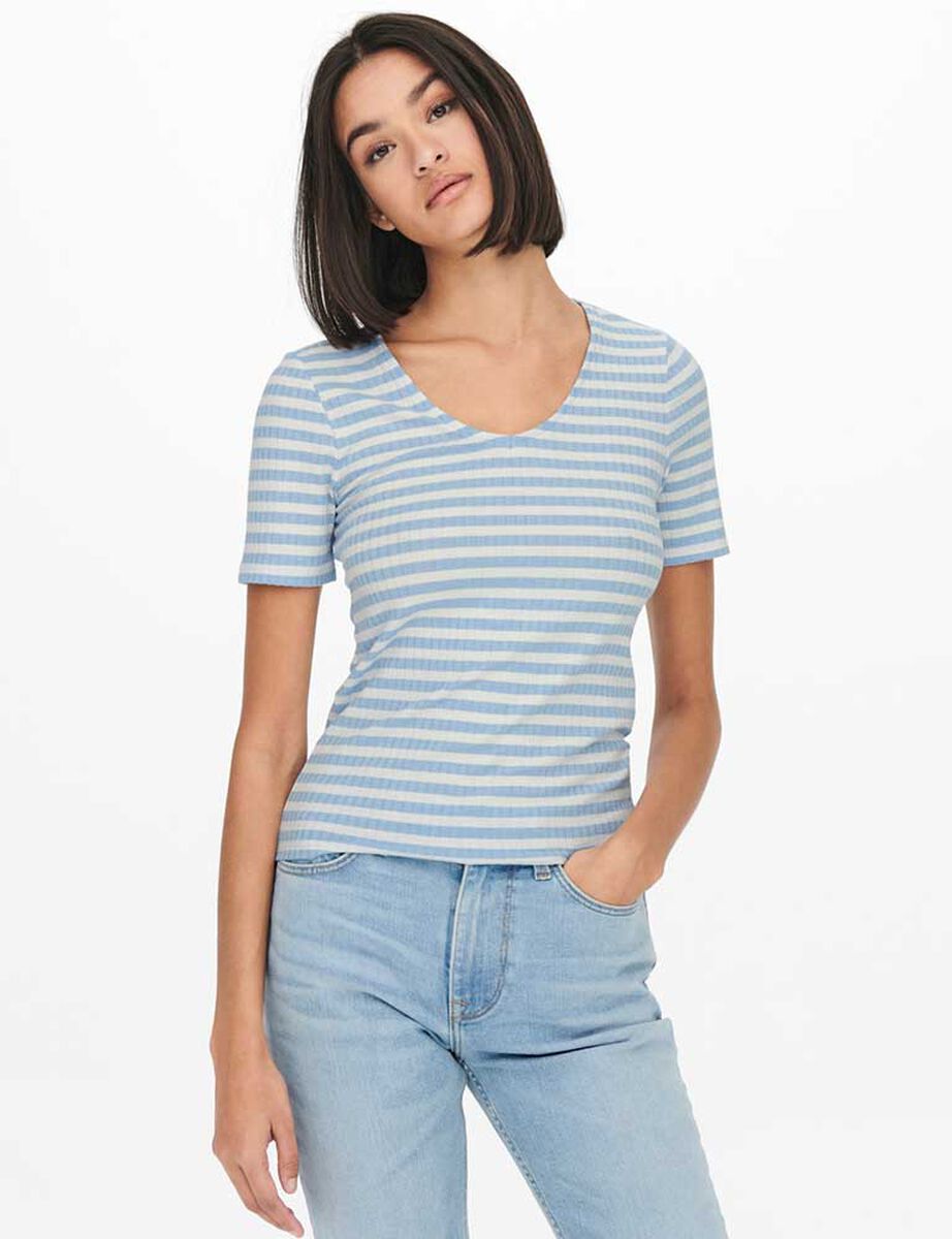 Polera Rayas Manga Corta Mujer Jacqueline De Yong