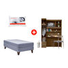 Combo Cama Europea Celta 1,5 Plazas New Atlantis + Cl&oacute;set Escritorio Casanova 3 Puertas + Almohada Celta Imperial Soft 50 x 70 cm