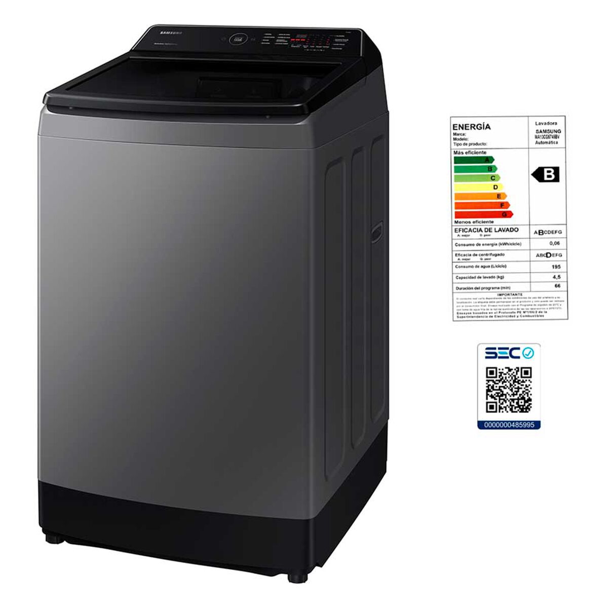 Lavadora Automática Samsung WA13CG5441BDZS 13 kg.