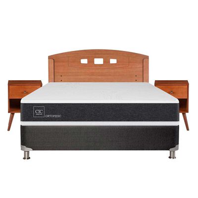 Imagen 1 del producto Box Spring CIC 2 Plazas New Ortopedic + Respaldo + 2 Veladores New Gales