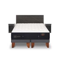 Cama Europea CIC Base Dividida 2 Plazas Premium + Respaldo + 2 Veladores Villarrica