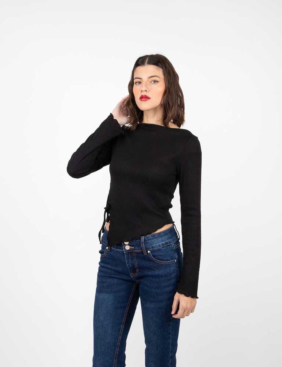 Polera Asim&eacute;trica Manga Larga Mujer Fiorucci