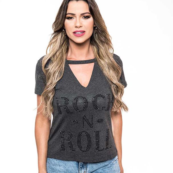 Polera Chocker Mujer Rock Caviar