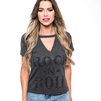 Polera Chocker Mujer Rock Caviar Gris