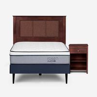 Cama Europea Rosen 1,5 Plazas Indie + Respaldo + Velador Rachel