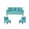 Juego de Living Bodevir Lua 3 Cuerpos + 2 Poltronas Felpa Turquesa