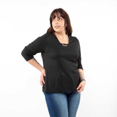 Polera Manga Larga Mujer Extralindas Negro