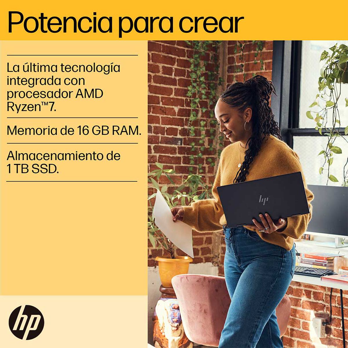 Notebook HP ENVY x360 15-fh0002la AMD Ryzen 7 16GB 1TB SSD 15,6" + Lápiz + Mochila