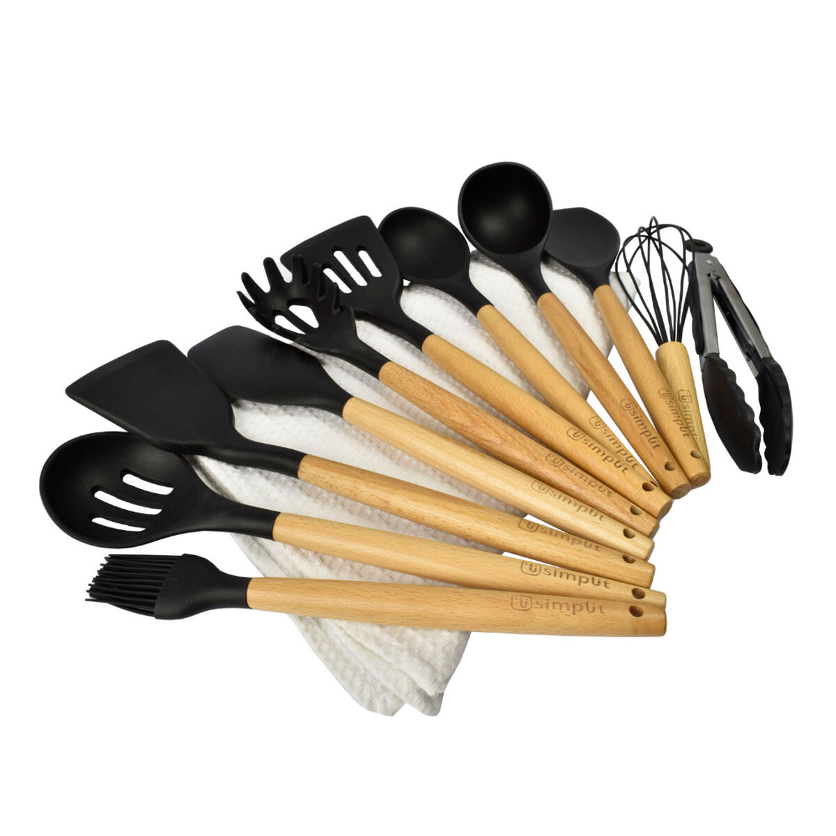 Set Utensilios Silicona 12 Piezas Simplit Negro