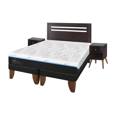 Imagen 2 del producto Cama Europea CIC Green Infinity 2 Plazas + 1 Respaldo + 2 Veladores Munich