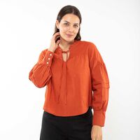 Blusa Lisa Algodón Manga Larga Mujer Alma Terracota