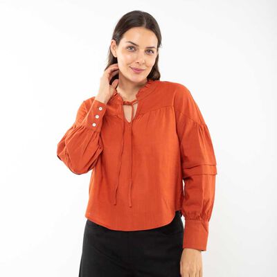 Blusa Lisa Algodón Manga Larga Mujer Alma