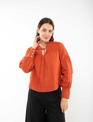Imagen 1 del producto Blusa Lisa Algodón Manga Larga Mujer Alma Terracota