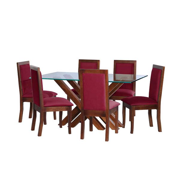 Juego de Comedor Latam Home Merida 6 Sillas Burdeo