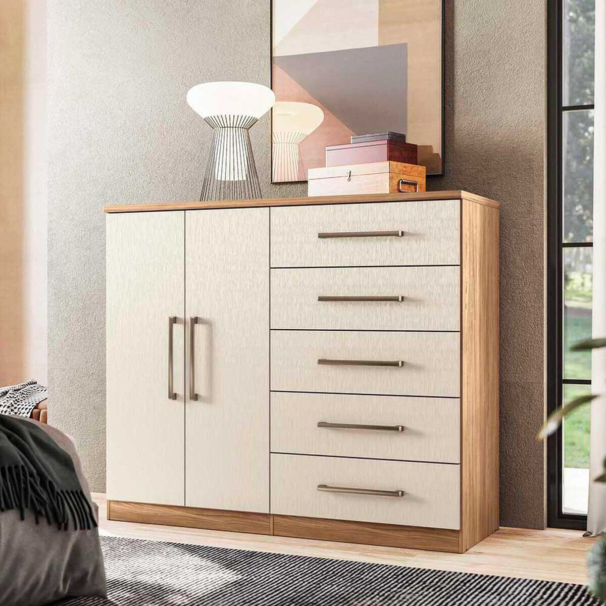 C&oacute;moda Onessta Malaga 5 Cajones 2 Puertas Jatova Arena