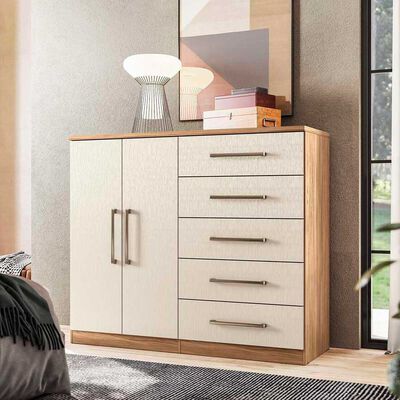 Imagen 1 del producto Cómoda Onessta Malaga 5 Cajones 2 Puertas Jatova Arena