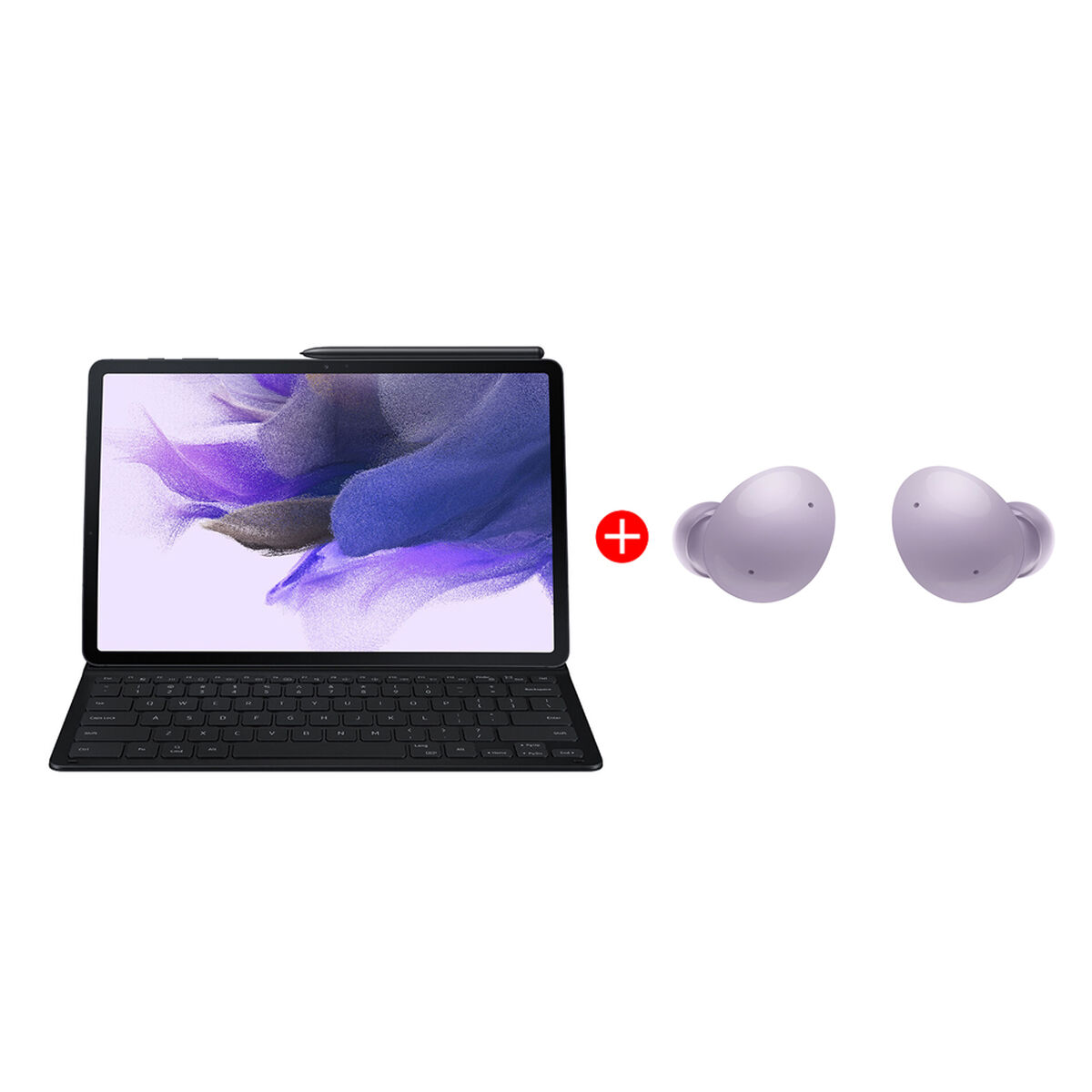 Combo Tablet Samsung SM-T733 Galaxy TAB S7 FE Octa Core 4GB 64GB 12.4" Negro + S-Pen + Cover + Audífonos Bluetooth Samsung Galaxy Buds2 Lavender