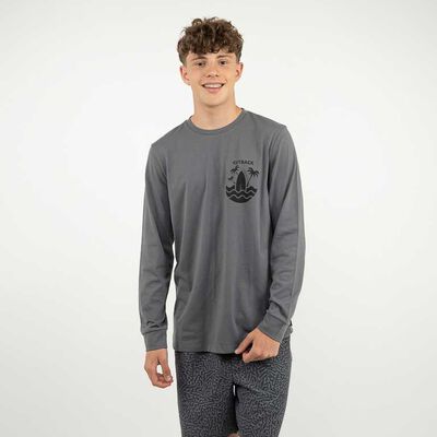 Polera Manga Larga Hombre Cutback Charcoal, Negro, White