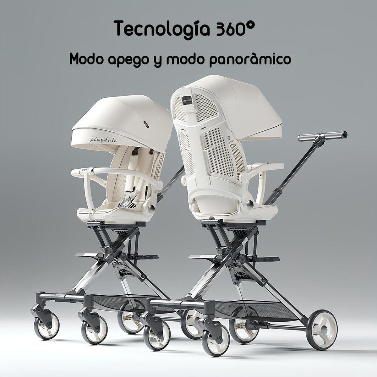 Coche de Paseo 360° Reclinable Playkids Blanco Lubabycas