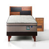 Cama Europea Flex 1,5 Plazas  M&aacute;ximo Cobre  + Respaldo + Velador Colonia