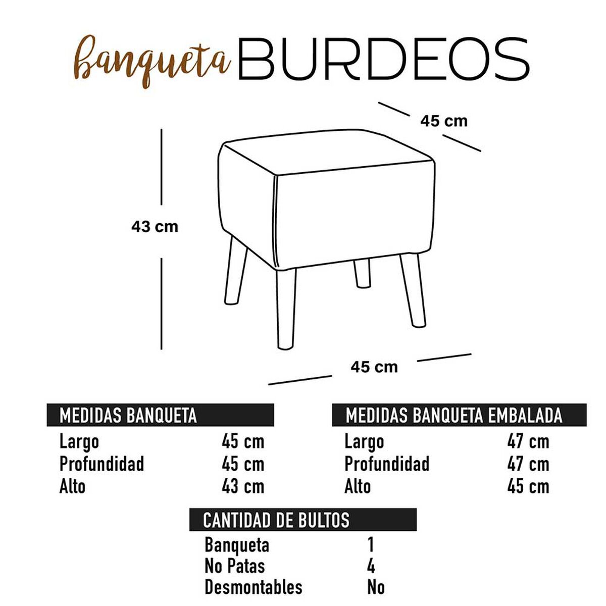 Pouf Latam Home Burdeos Lino Beige