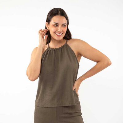 Polera Sin Mangas Mujer Zibel Beige, Oliva