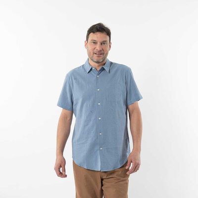 Camisa Textura Algod&oacute;n Manga Corta Hombre Portman Club