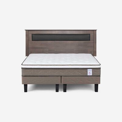 Cama Europea Rosen Base Dividida 2 Plazas New style 6 + Respaldo Ferrera Gris