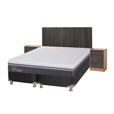 Imagen 2 del producto Box Spring CIC Base Dividida King Ortopedic Advance + Respaldo + 2 Veladores