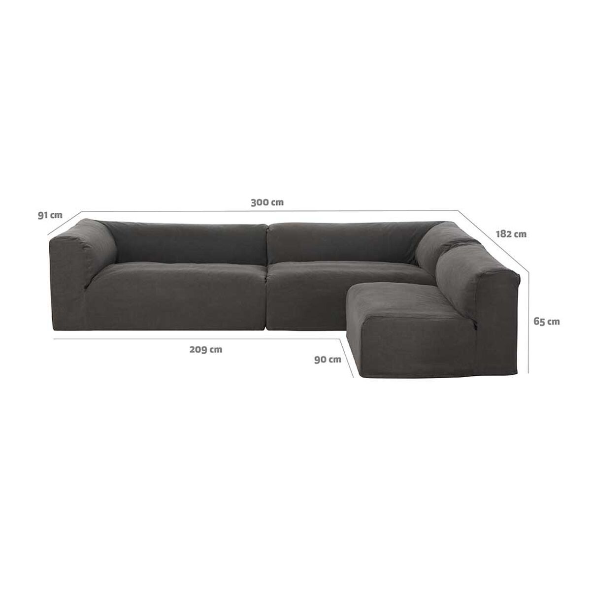 Seccional CIC Relax Sillón 1 Cuerpo + Dos Sofás 2 Cuerpos Gris