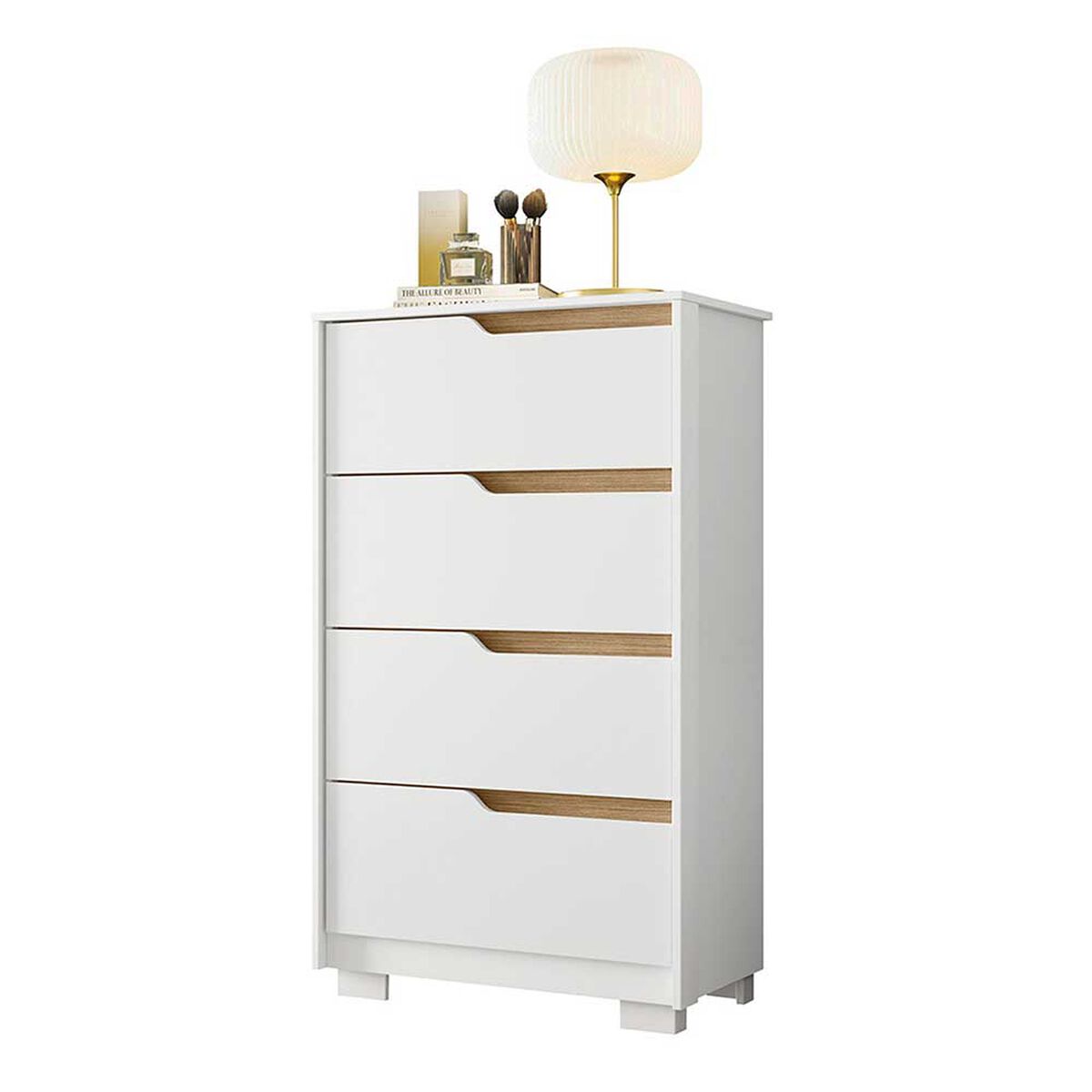 Cómoda Vekkahome Sole 4 Cajones Blanco Café