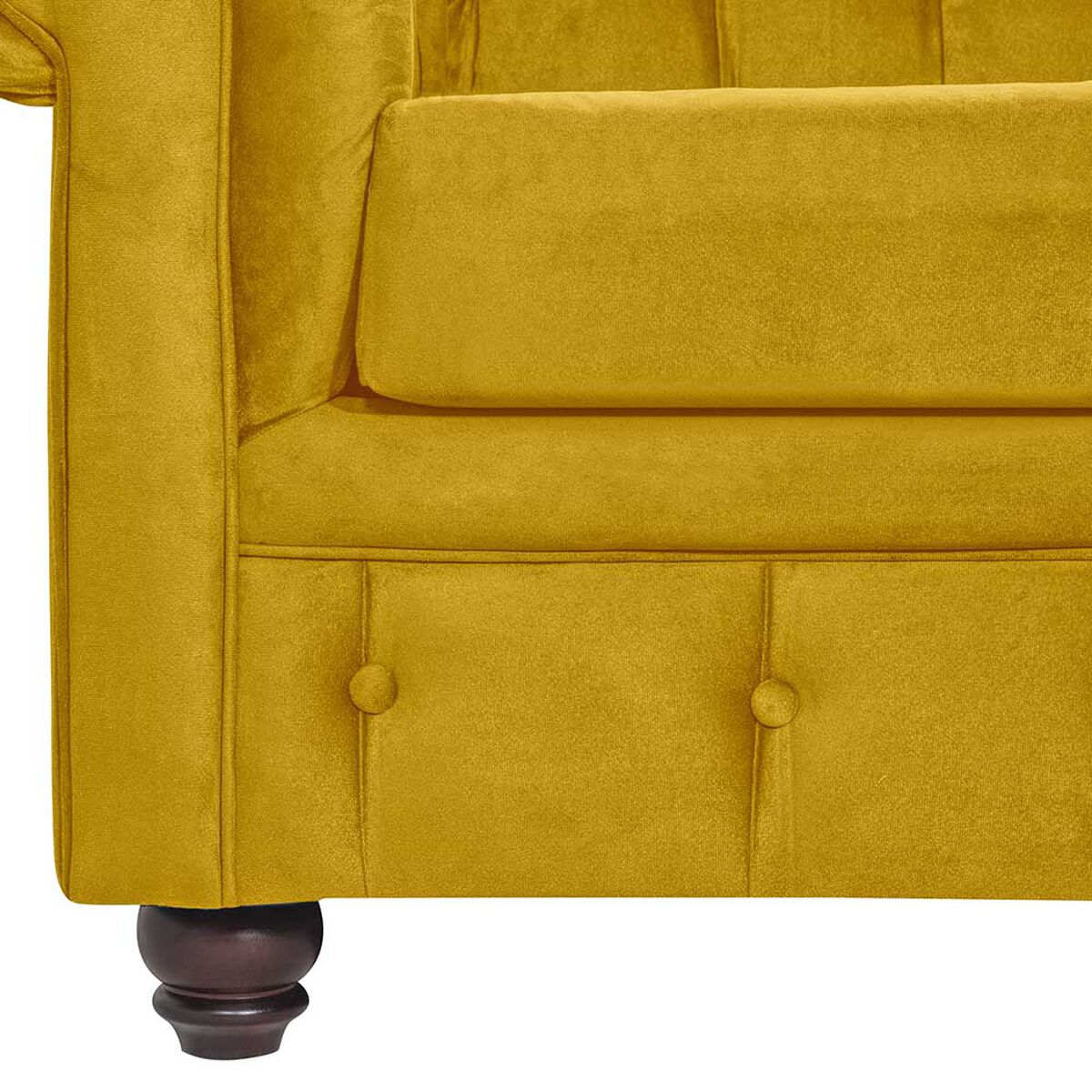 Juego de Living Innovamuebles Manchester Sofá 3 Cuerpos + Dos Pouf 1 Cuerpo Mostaza