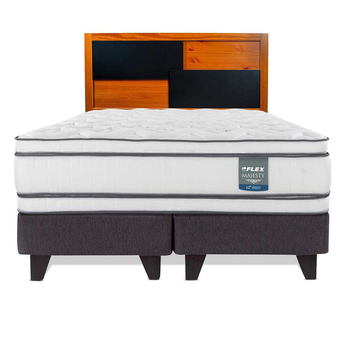 Combo Cama Europea Flex 2 Plazas Majesty + Respaldo Colonia