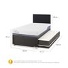 Cama Nido CIC 1,5 Plazas Excellence Plus + Respaldo Villarrica Negro