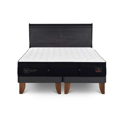 Imagen 1 del producto Cama Europea CIC Base Dividida 2 Plazas Súper Premium + Respaldo Miro Negro