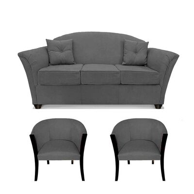 Imagen 1 del producto Juego de Living Elegant Detail Oregon  Sofá 3 Cuerpos + Dos Sillones 1 Cuerpo Gris