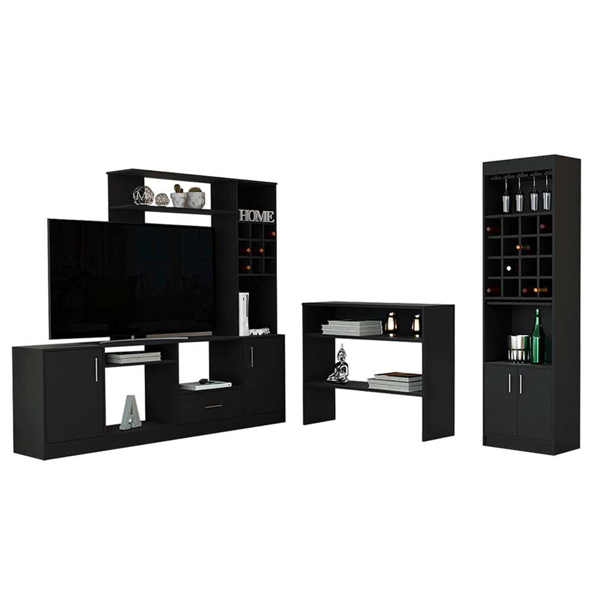 Combo Arrimo + Centro Entretenimiento con Bar + Bar Beijing Wengue Tuhome
