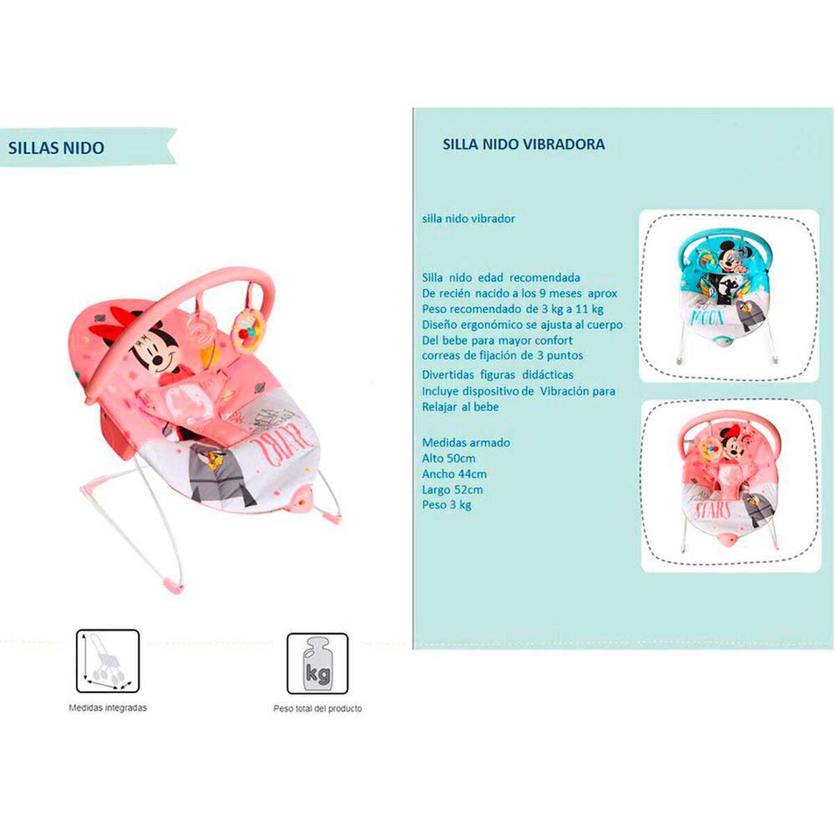 Silla Nido Vibraci&oacute;n Mickey Mouse Barra de Juguetes Disney