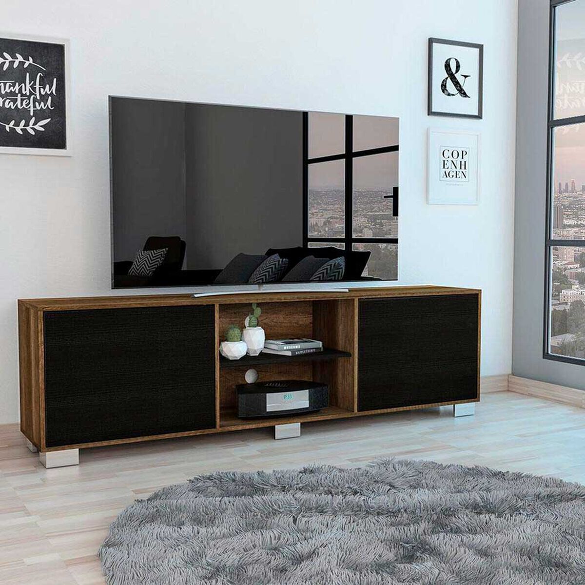 Rack TV TuHome Vassel Caramelo / Wengue  Hasta 80"