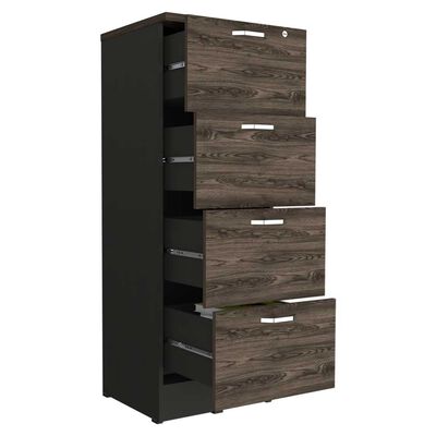 Imagen 2 del producto Mueble Archivador TuHome Home Office 1 Puerta 4 Cajones Negro Soft Coñac