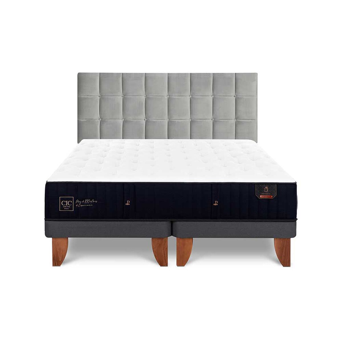Cama Europea CIC Base Dividida 2 Plazas Premium + Respaldo Sile