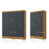 Combo Closet Vekkahome 6 Puertas + Closet 4 Puertas Americano Gris