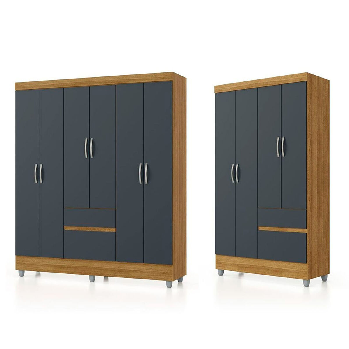 Combo Closet Vekkahome 6 Puertas + Closet 4 Puertas Americano Gris