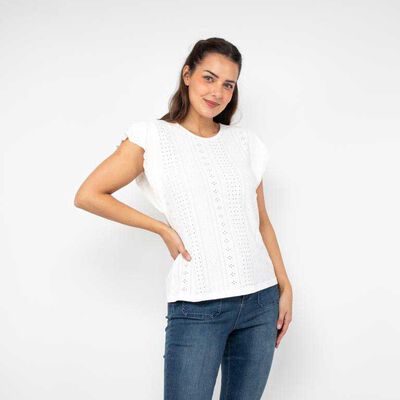 Polera Manga Corta Mujer Alma Blanco, Morado, Negro