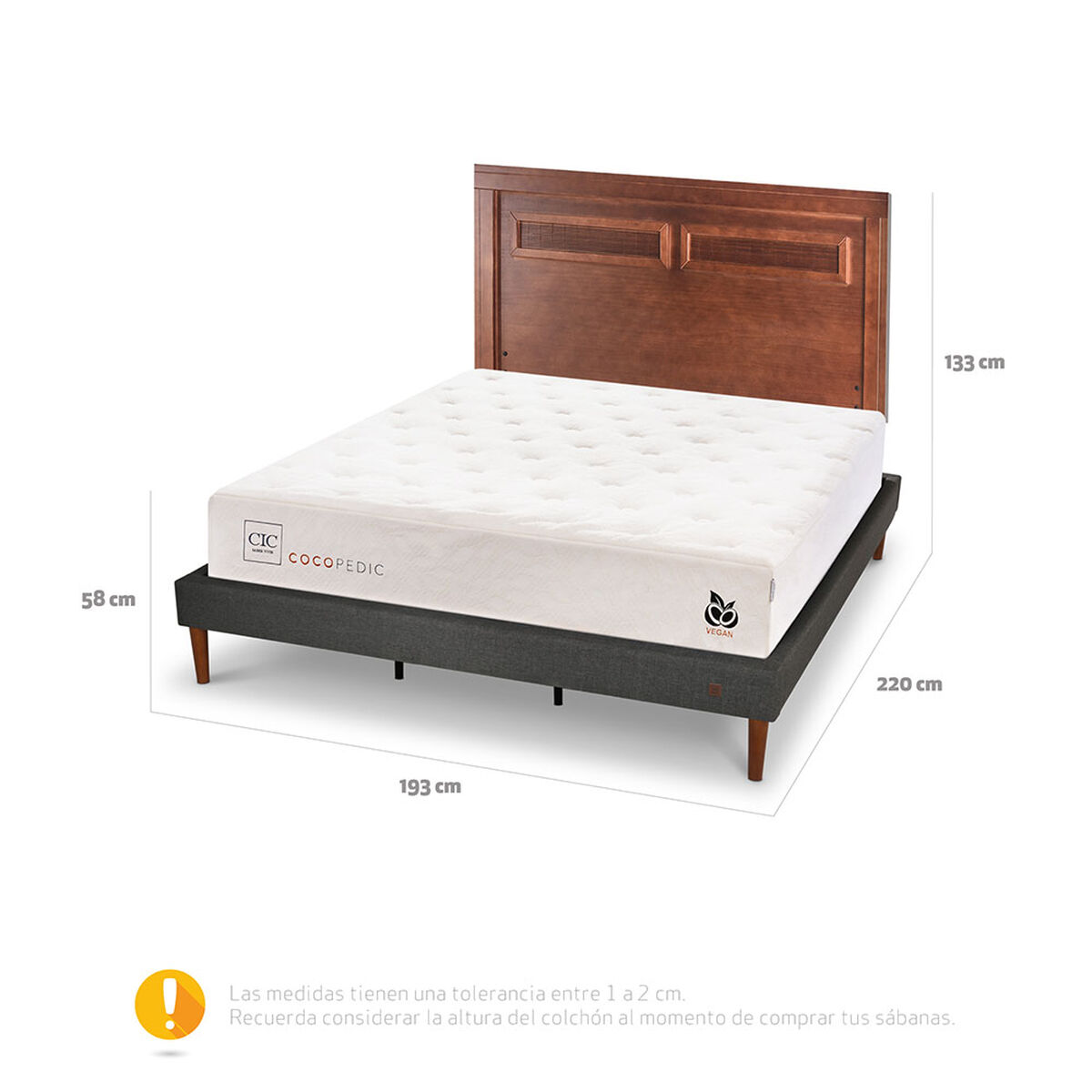 Cama Europea CIC Base Normal King Cocopedic